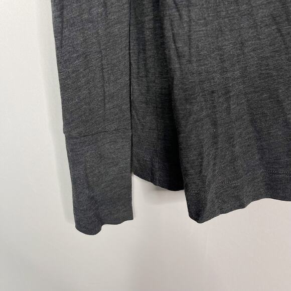 Theory Womens M Gray Black Lace Applique VNeck Long Sleeve Top Pima Cotton Modal - Picture 6 of 9